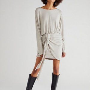 NWT FREE PEOPLE SUMMER  DRESS Grey Beach Convertible Wrap Mini size extra small